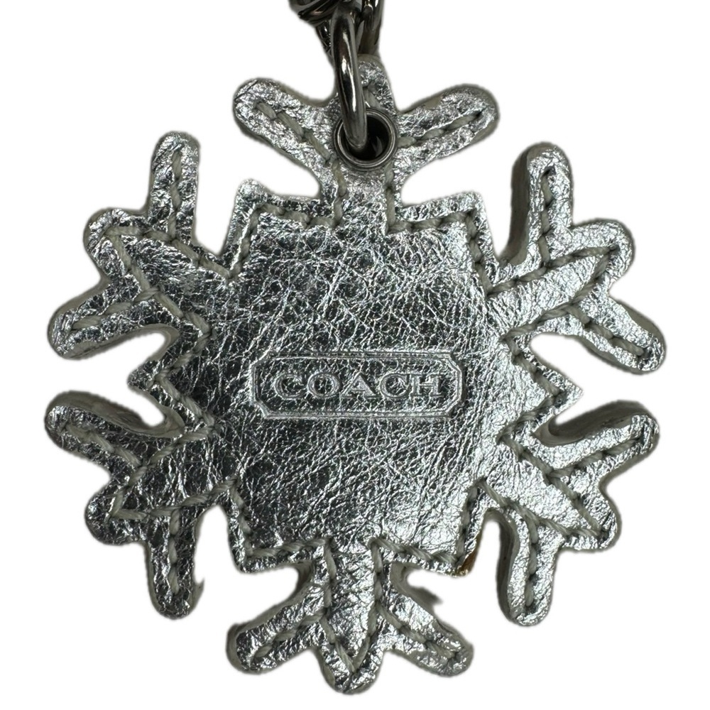 Coach Vintage Leather Silver Snowflake Winter Key Bag Charm Keychain - Picture 8 of 11
